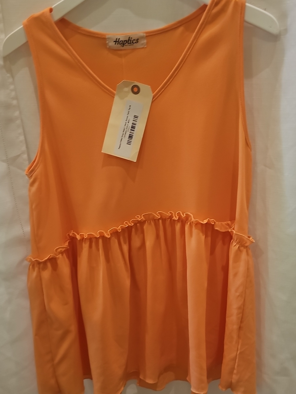 Haptics Papaya Frilled Drop Waist V-Neck Polyester Tank Top Women's Size Medium